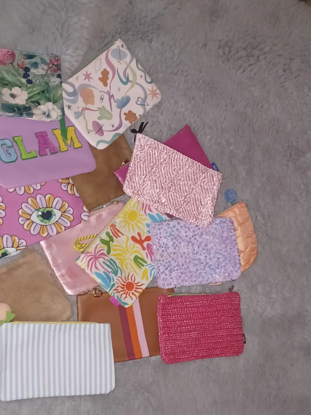 Ipsy Multicolor Small Pouch Makeup Bags- Pink & Pastel Accent Bags